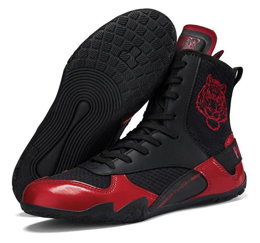 Botas De Boxeo Banda Alta Rojas Con Negro Premium