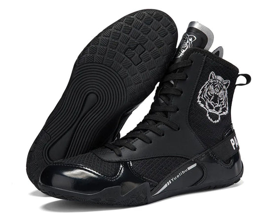 Botas De Boxeo Banda Alta Negras Premium